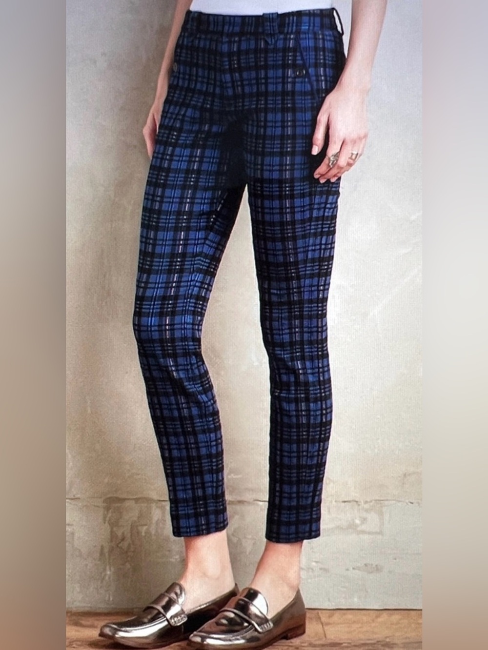 Cartonnier By Anthropologie Blue Plaid Charlie Pants